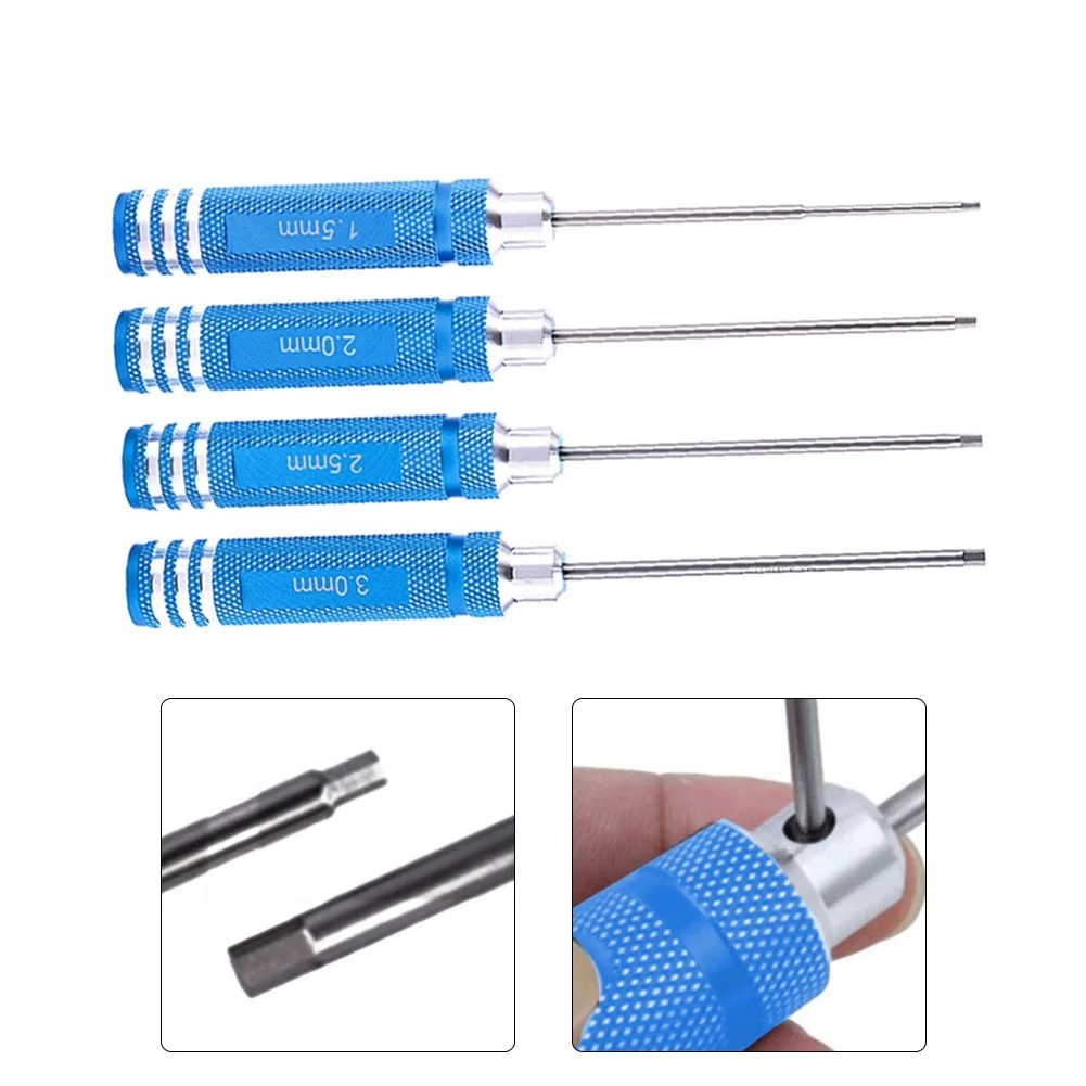 

4pcs Hex Screwdrivers Set 1.5-3.0mm Hex Wrench Screwdrivers Screw Driver For RC Helicopter Drone Aircraft Model Repair Tools