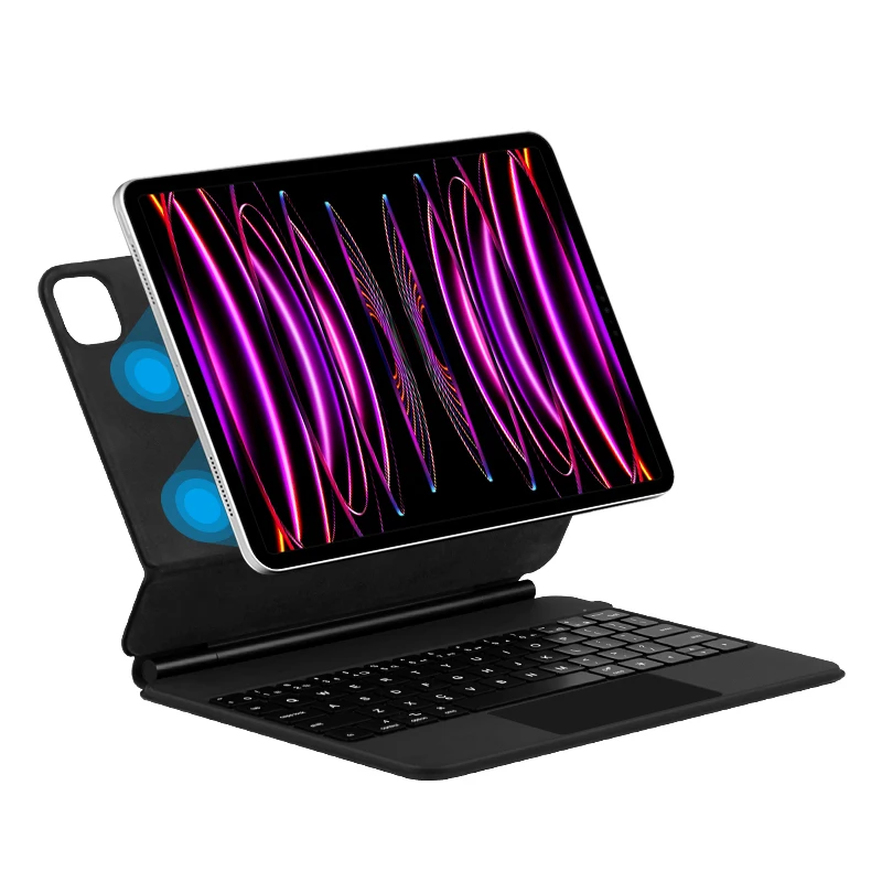백라이트 매직 키보드 폴리오, iPad Pro 12.9 인치 2022 2021 2020 2018 3 4 5 6 세대 커버, 영어 아랍어 프랑스어
