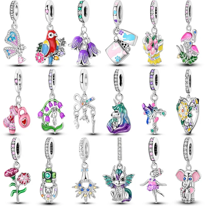 Шарм Подходит для Pandora оригинальный браслет из серебра 925 пробы Хамелеон Сова Светлячок Висячие блестящие бусины Сделай Сам изящные ювелирные изделия