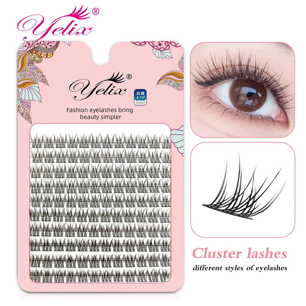 

Yelix 10 Rows Fishtail Cluster Eyelash Extensions 0.07C Curl 10/11/12mm Natural Fairy False Eyelashes DIY Eyelash Extension