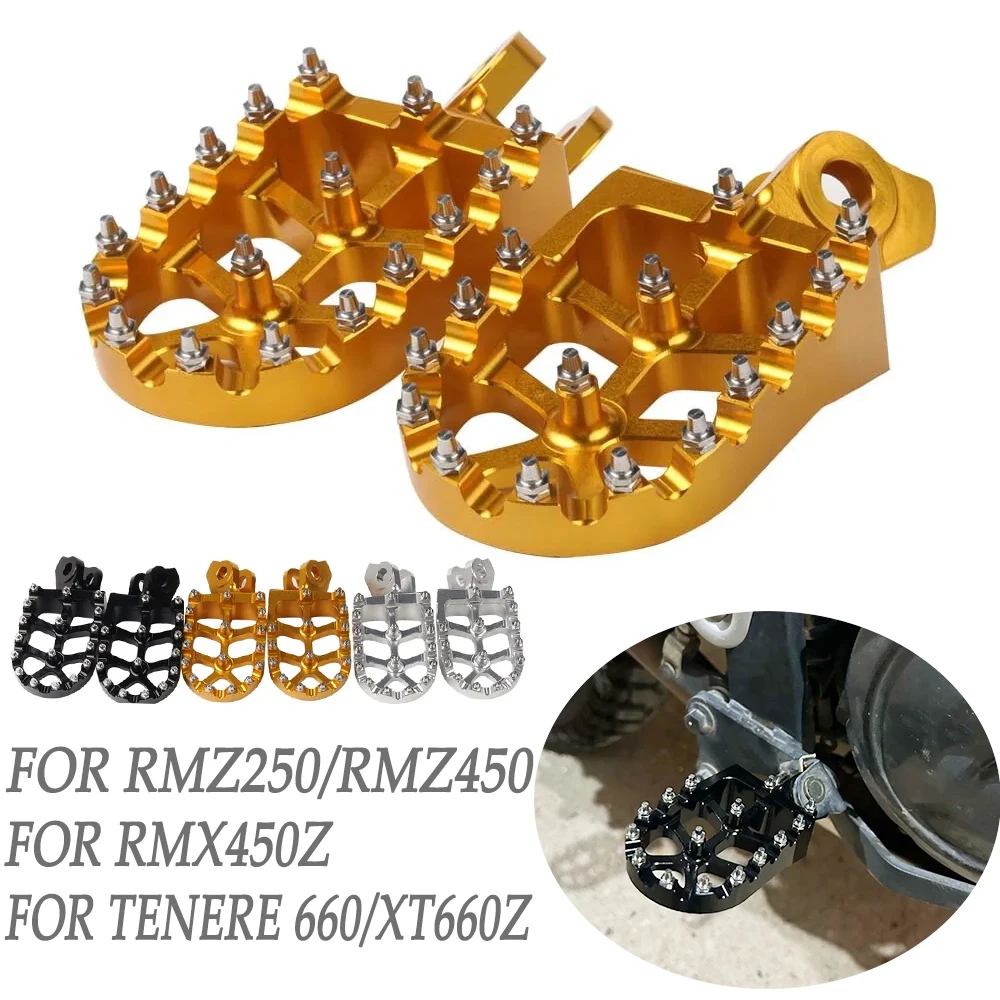 Motorcycle Footrests For SUZUKI RMZ 450 250 RMX 450Z RM 125 Tenere 660 XTZ XT660Z