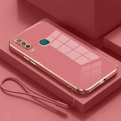 Luxury Shockproof Armor Case - Skin Feel Soft Square Plating Cover for Vivo Y19 (Gs6D red)