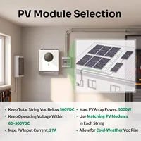 SANDISOLAR 6200W 48V Onduleur Solaire Hors Réseau 230V Onde Sinusoïdale Pure 9000W PV Max 120A Chargeur MPPT Double Sortie AC RS485 5