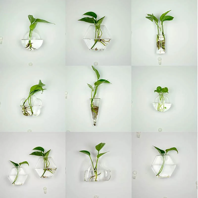 Creative Wall Hanging Glass Vase Hydroponic Plant Vase Wall Fish Tank Aquarium Container Flower Planter Pot Home Decor