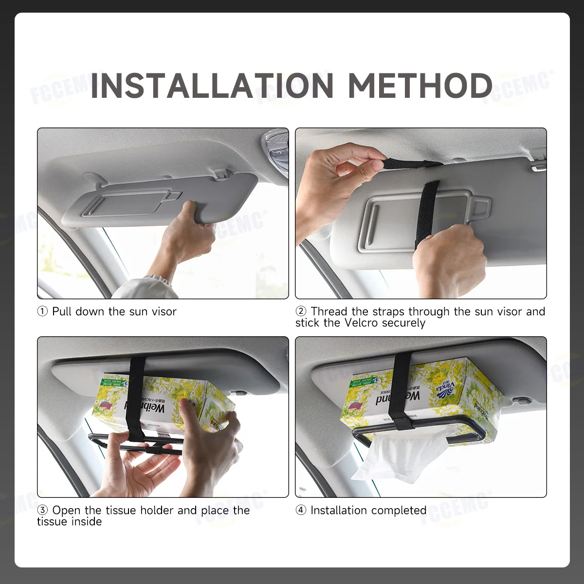 Universal Car Tissue Holder - Sun Visor & Seat Back Elastic Hanging Paper Cover