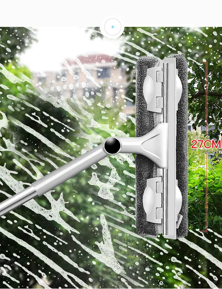 Teleskop-Fensterreinigungswerkzeug für den Haushalt mit langem Griff, Bürste, Glaswascher, Mopp für effizienten Fensterreiniger im Innenbereich – Detail 6
