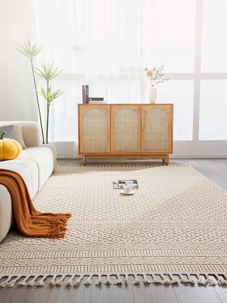 

Morocco Kilim Tassel Living Room Carpet High Quality Luxury Thick Bedroom Area Rug Modern Beige Sofa Table Floor Mat Nordic Rugs