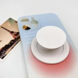 Magnetic Safe Ring Finger Expanding Stand and Folding Mobile Phone Grip Holder (White)