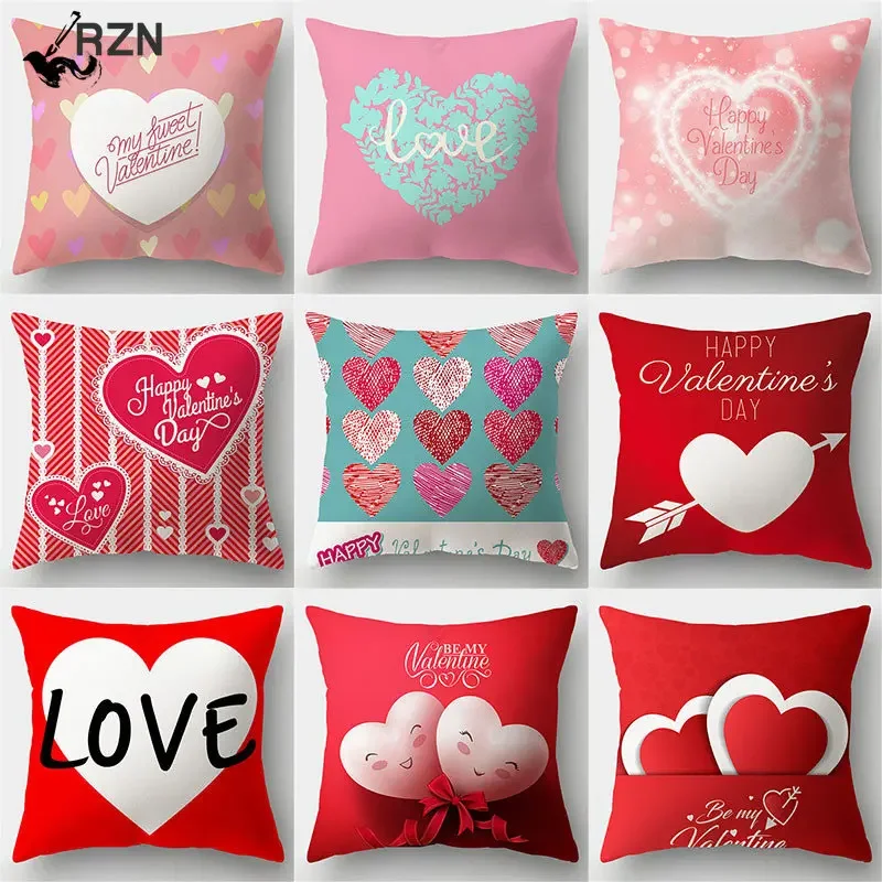 

Modern Love Heart Printing Sofa Cushion Covers Nordic Valentine's Day Cushion Pillow Cover Wedding Decorative Pillowcase