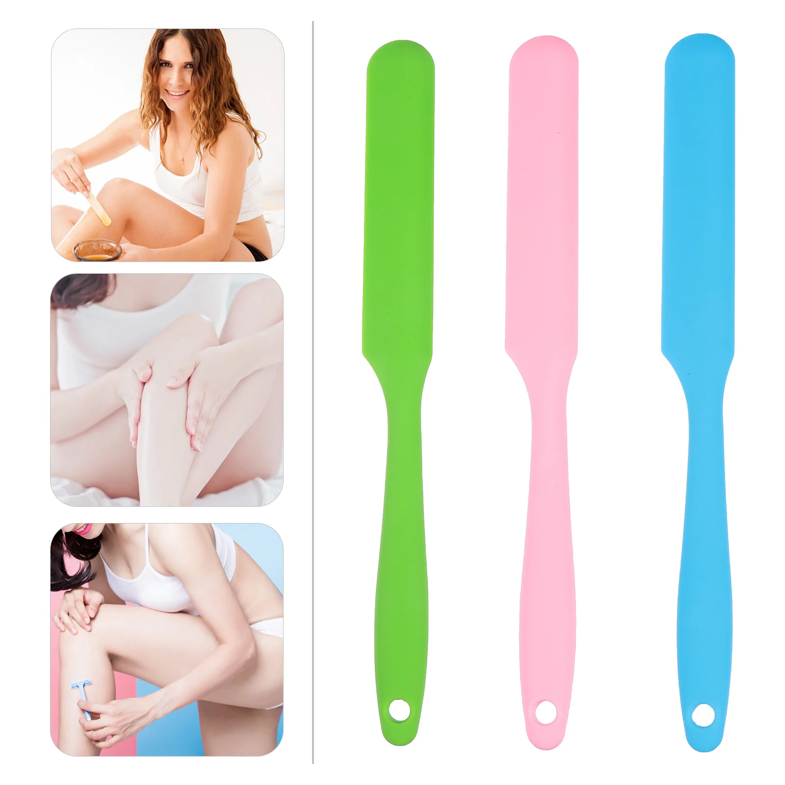 3 Pcs Hair Removal Wax Sticks Non Stick Silicone Wax Spatulas Portable Body Scraper Tools Shaving Applicator Handles Feet Hands