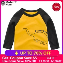 

Summer New! Boy Casual T Shirts Long Sleeve Blouses Children Dinosaur Printing Tops Soft Cotton Tees Clothes For Kids Size 2T-7T