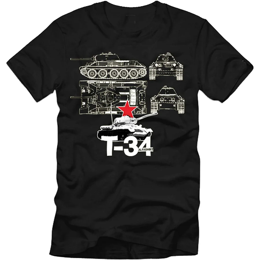 

Socialist USSR Russia WWII T34 Tank Blueprint T-Shirt. Summer Cotton Short Sleeve O-Neck Mens T Shirt New S-3XL