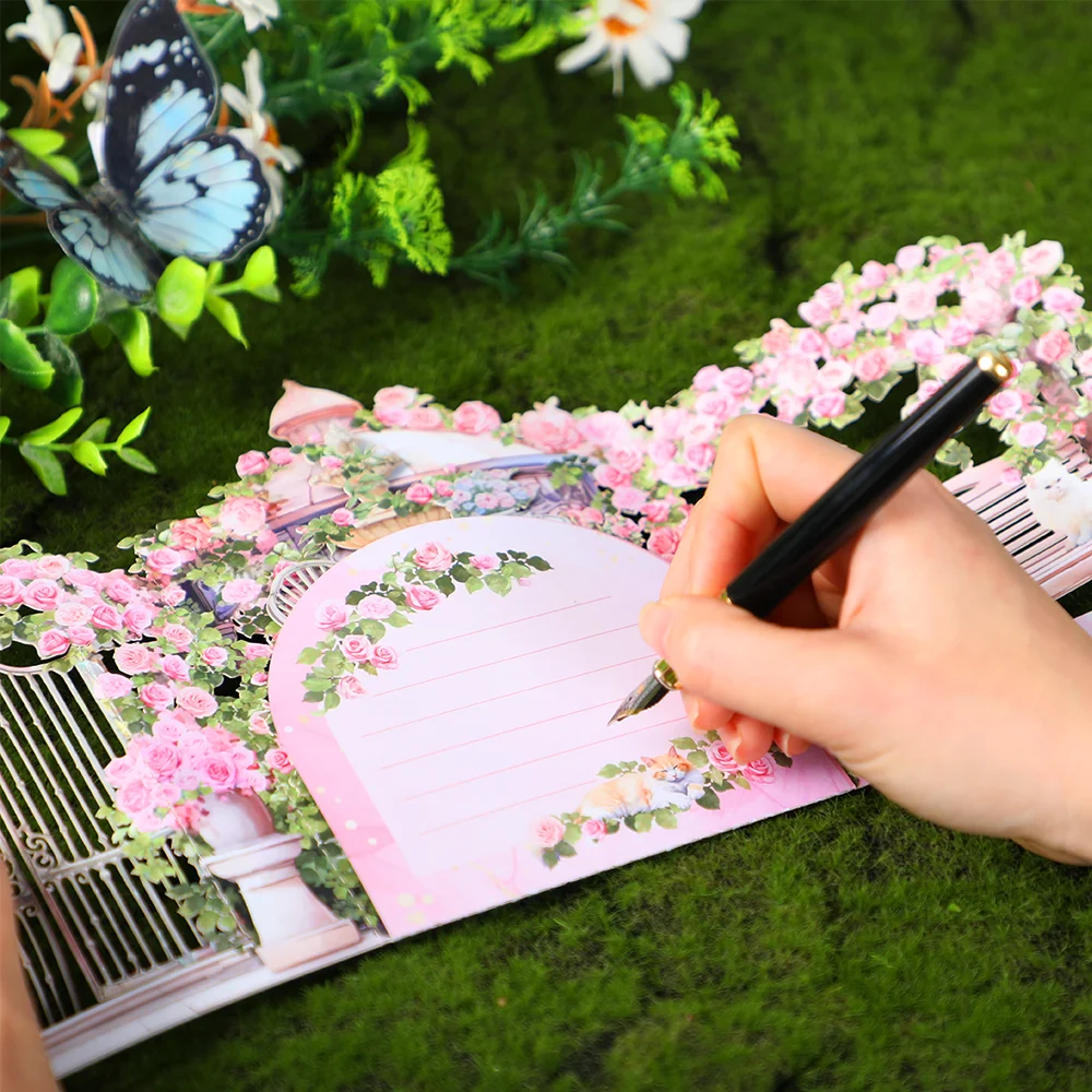 Pink Rose Garden Pop-Up Greeting Card – 3D Flower Birthday Anniversary Gift for Lover, ... - SKU PGC00852 - UGI Packaging