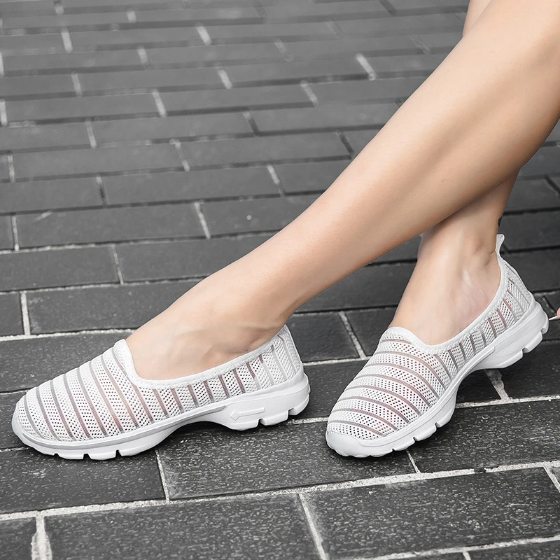 STRONGSHEN Women's Summer Sneakers Slip On Flat Shoe Women's Fashion Casual Loafers Walking Shoe Outdoor Mesh Soft Bottom Sports