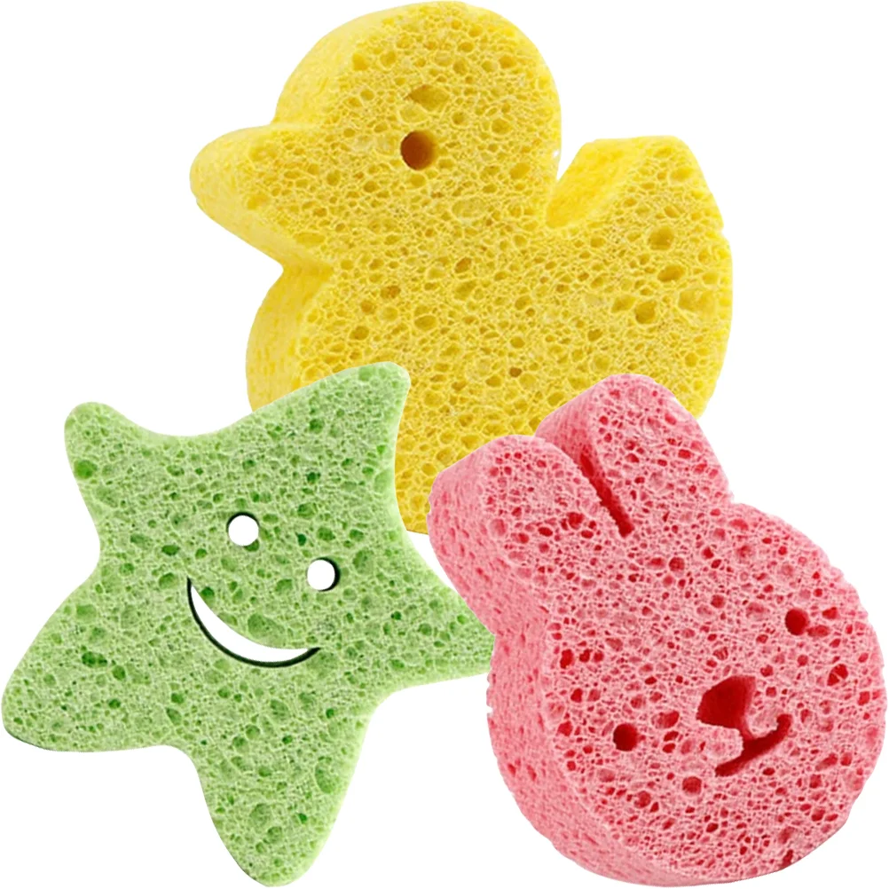 

3pcs Cartoon Baby Bath Sponges Toddler Bath Scrubbers Kids Lovely Shower Scrubbers Toys
