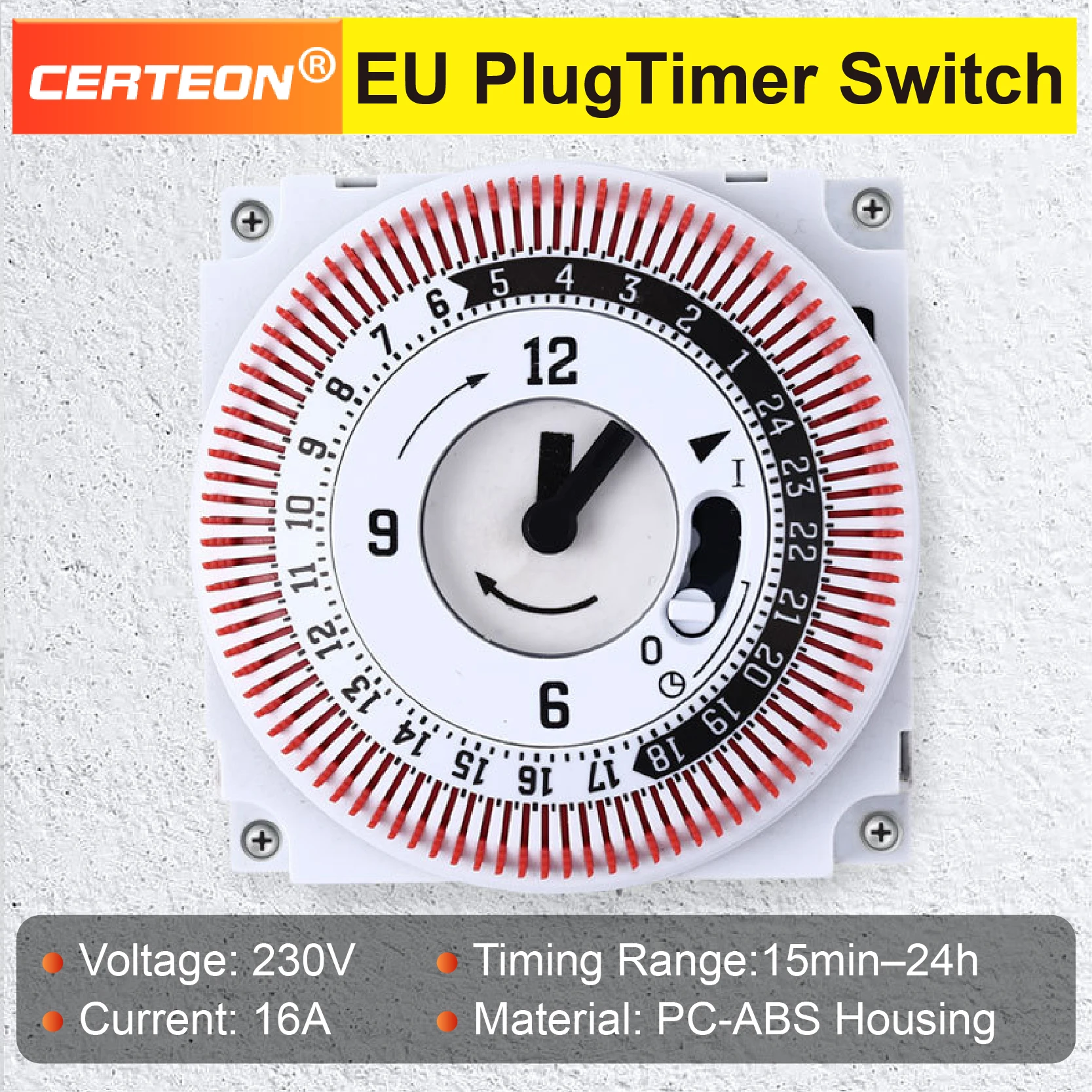 GT01 24 Hour Mechanical Timer Switch Socket 15 Minute to 24 Hour Programmable Mechanical Timer Outlet Home Appliance Use