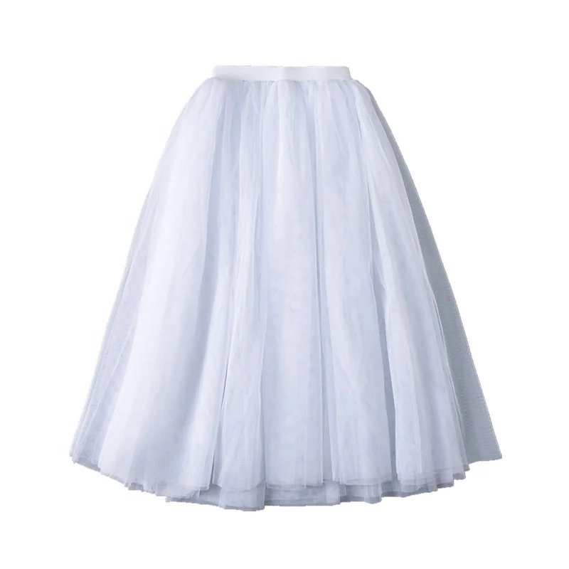 High Quality 3 Layers Children Kids Girls Practice Wear White Soft Ballet Tulle Skirts Women Adult Half Long Dance Tutu Skirt