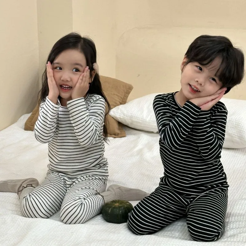 

Autumn Winter Kids underwears Sets Boys thicken warm Long johns Girls pajamas set