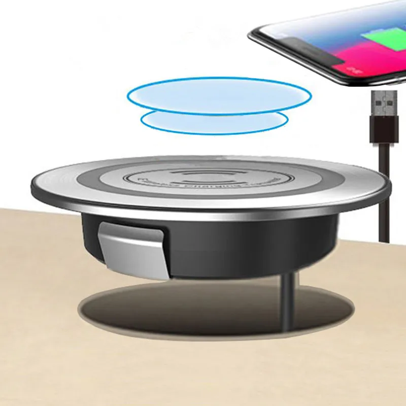 

7.5W 10W 15W Fast Wireless Charger Built In Desktop Charger Desktop Embedded Qi-Compatible Wireless Charging for Iphone Phone