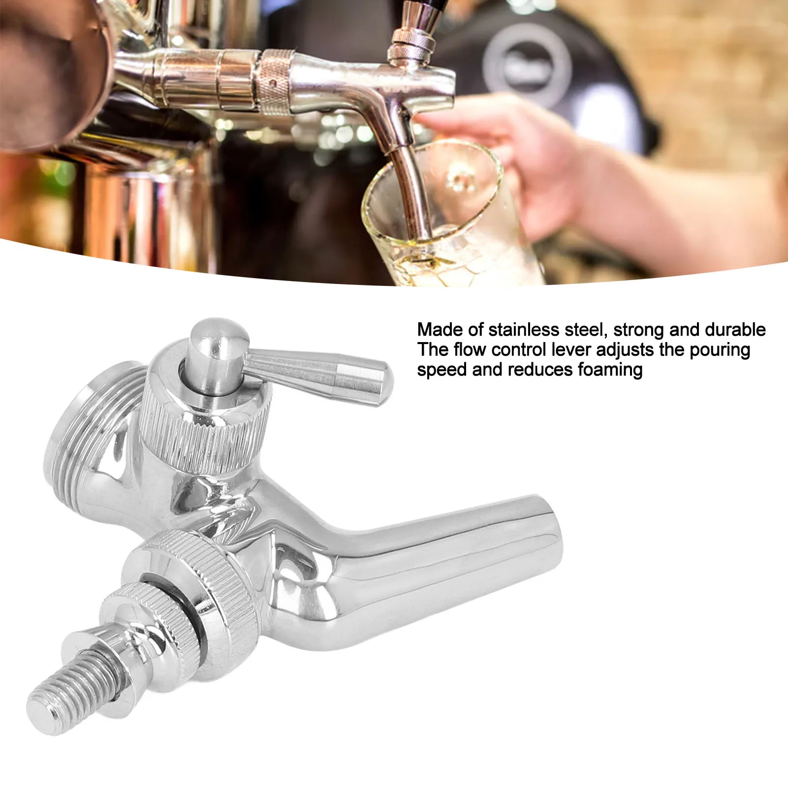 Beer Faucet Beer Control Faucet Stainless Steel Tap with Dust Cover Handle for Homebrewing Stainless Steel