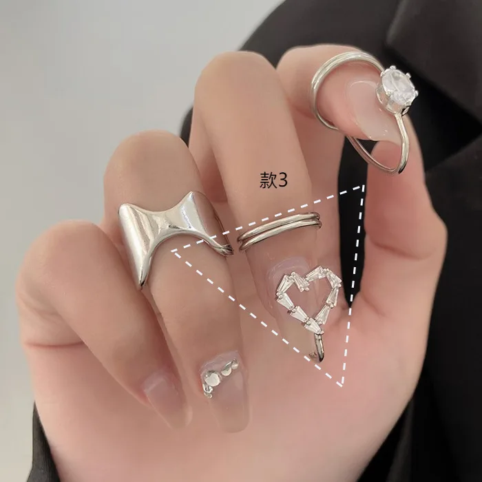 Fashion Women's Crystal Nail Cover Ring Luxury Zircon Manicure Fingertips Joint Fake Nail Rings For Women Party Jewelry Gifts