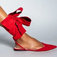 Ladies Shoes on Sale 2025 Pointed Toe Women's Sandals Summer Shallow Mouth Lace Up Shoes Female Slingbacks Flat Heel Sandals 4