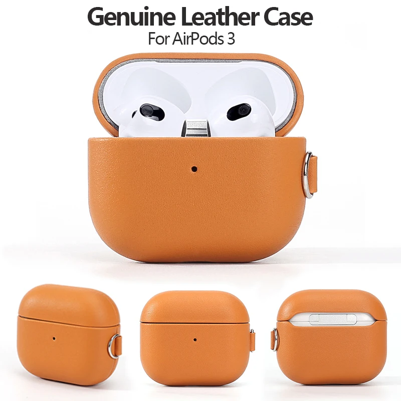 

Чехол из натуральной кожи для AirPods 3, роскошный кожаный защитный чехол для AirPods 3-го поколения с ремешком