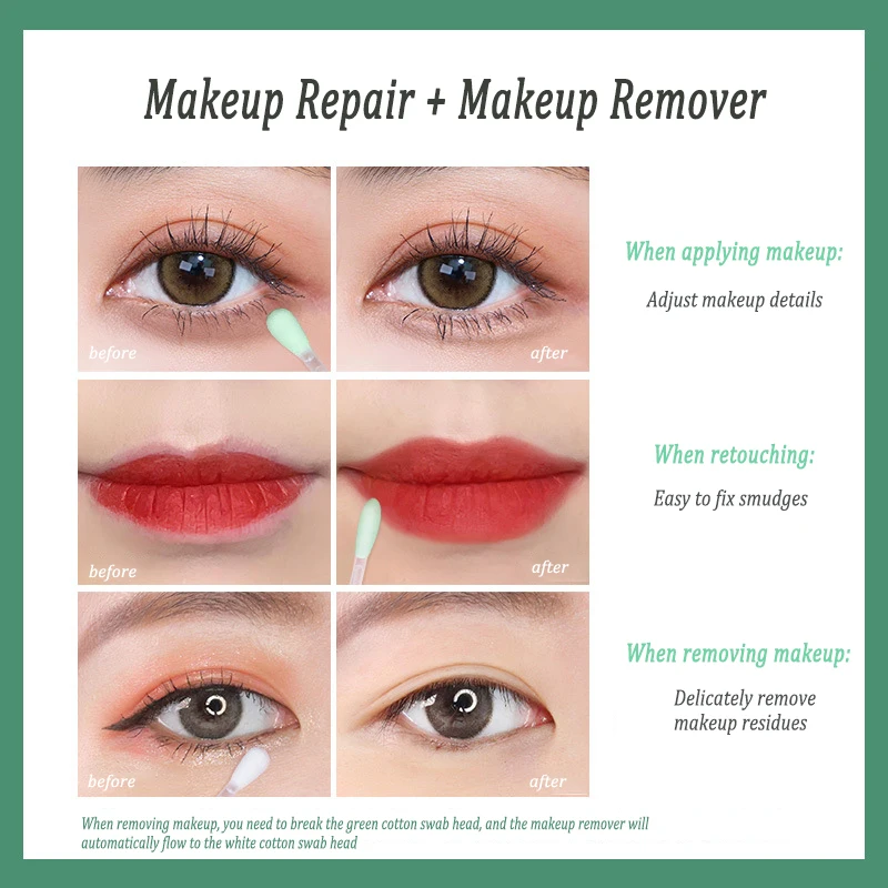 25pcs/Box Cotton Swabs Makeup Remover Stick Face Eye Lip Make Up Details Cleansing Liquid Water Portable Travel Skin Care 5