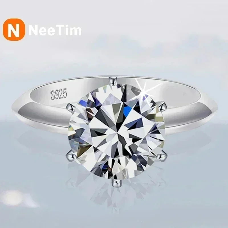 NeeTim 0.5-5ct مويسانيتي خاتم للنساء 925 فضة مع الذهب الأبيض مطلي مختبر الماس المشاركة الزفاف الفرقة مجوهرات