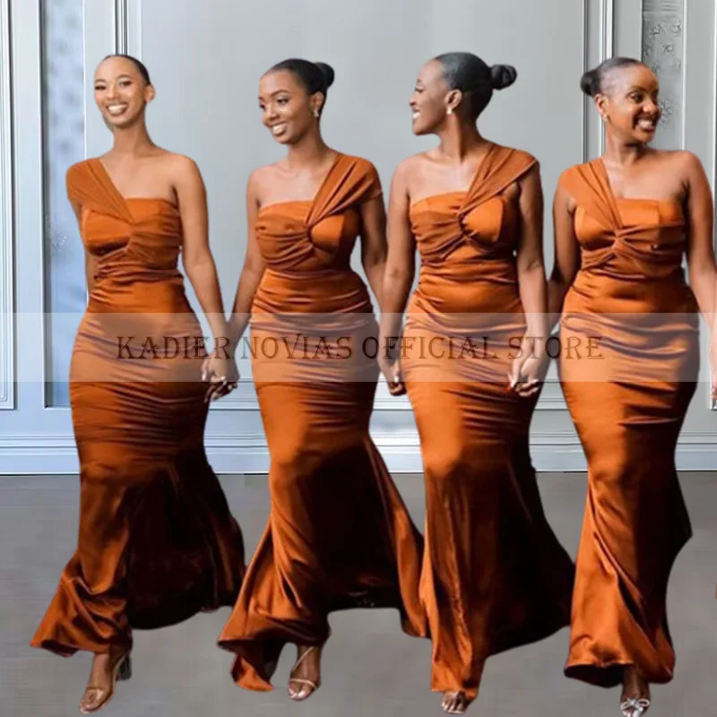 

Long Burnt Orange Mermaid Bridesmaid Dresses Lace Up vestidos para mujer elegantes fiesta Wedding Party Dress