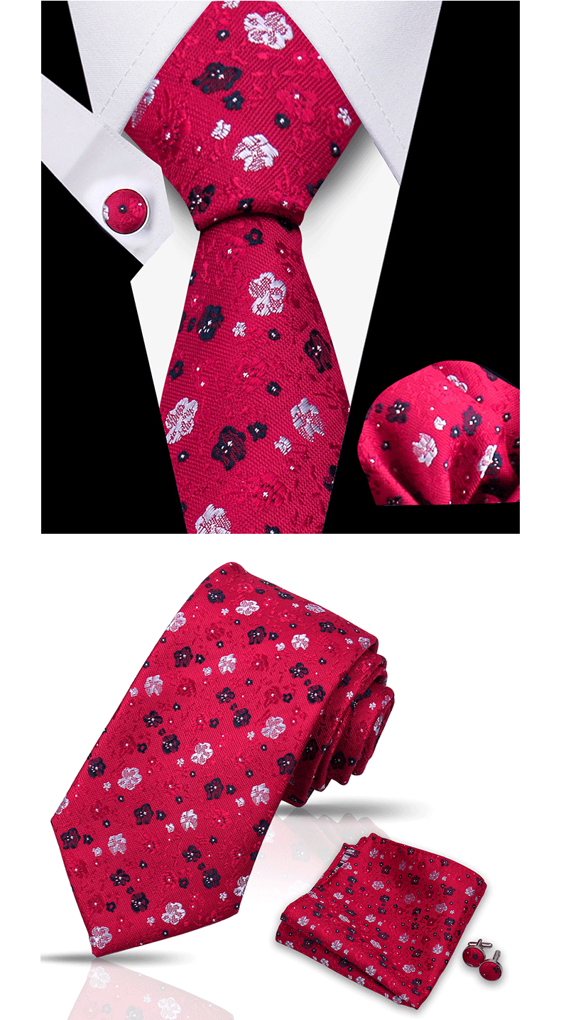Krawatte für Männer, klassisch, kariert, Taschentücher, rote Krawatte, Manschettenknöpfe für Männer, Bluse, Business, Hochzeit, Accessoires, Damen, Kragen, Mann, Geschenk – Detail 15