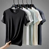 High Quality Ice Silk Thin Men's Casual Breathable Short Sleeved T-shirt Summer Sweat Absorbing Quick Drying Sports Running Top 1