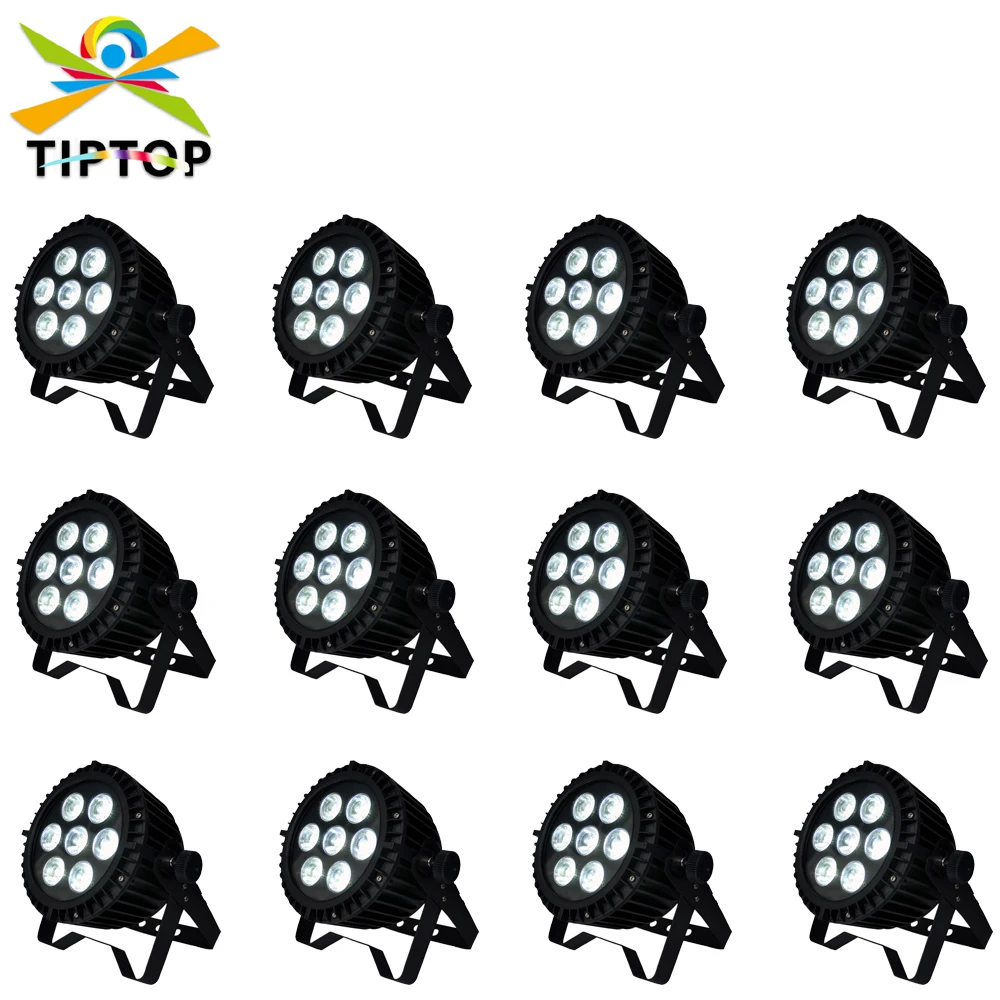 

China Stage Wash Light 12XLOT 7x18W RGBWA UV 6IN1 LED Waterproof PAR Light IP65 DMX Waterproof PAR 64 DJ Washer Stage Lighting