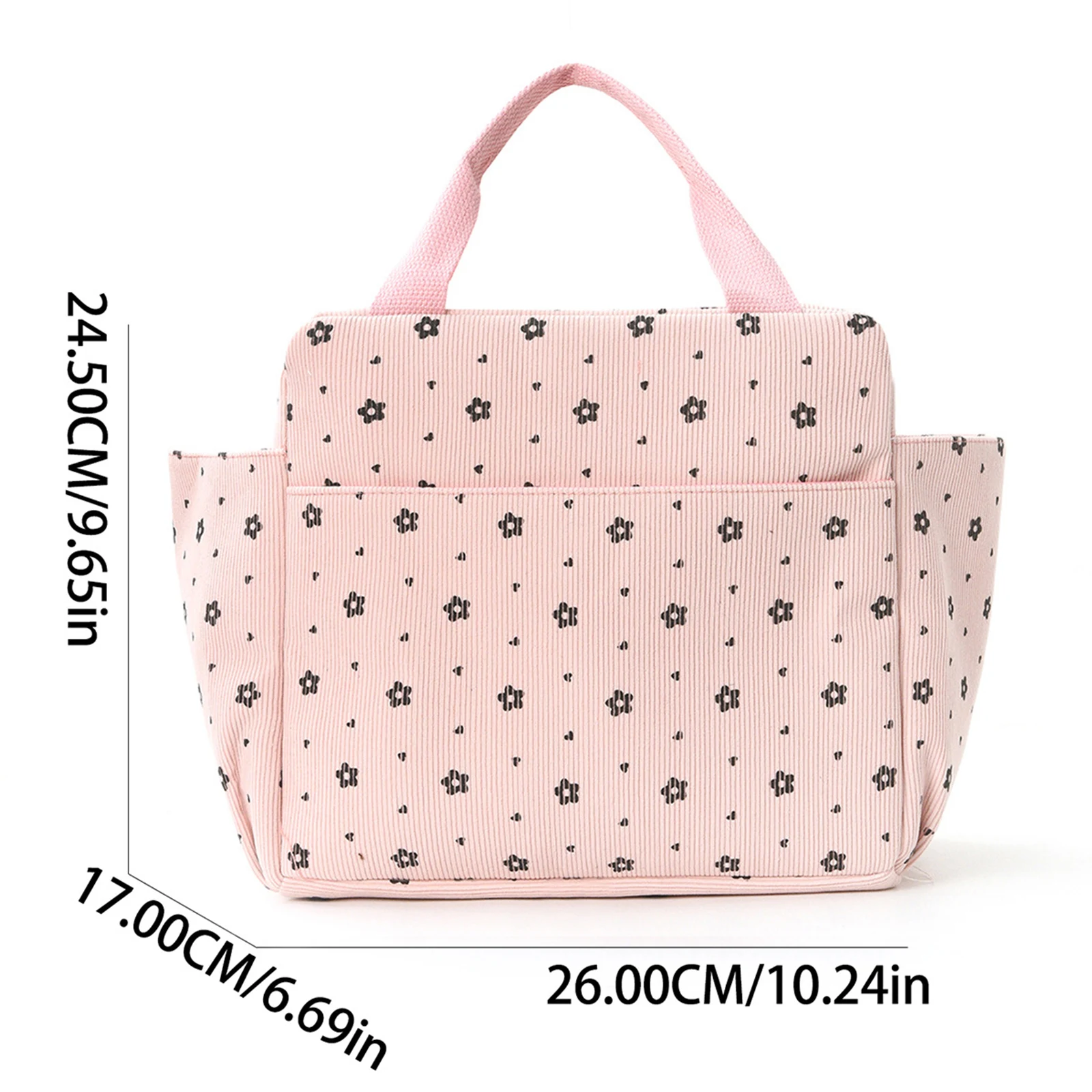 Corduroy Thermal Insulation Lunch Bag Large Capacity Lunch Tote Bag Portable Handbags for Work Picnic Travel Office