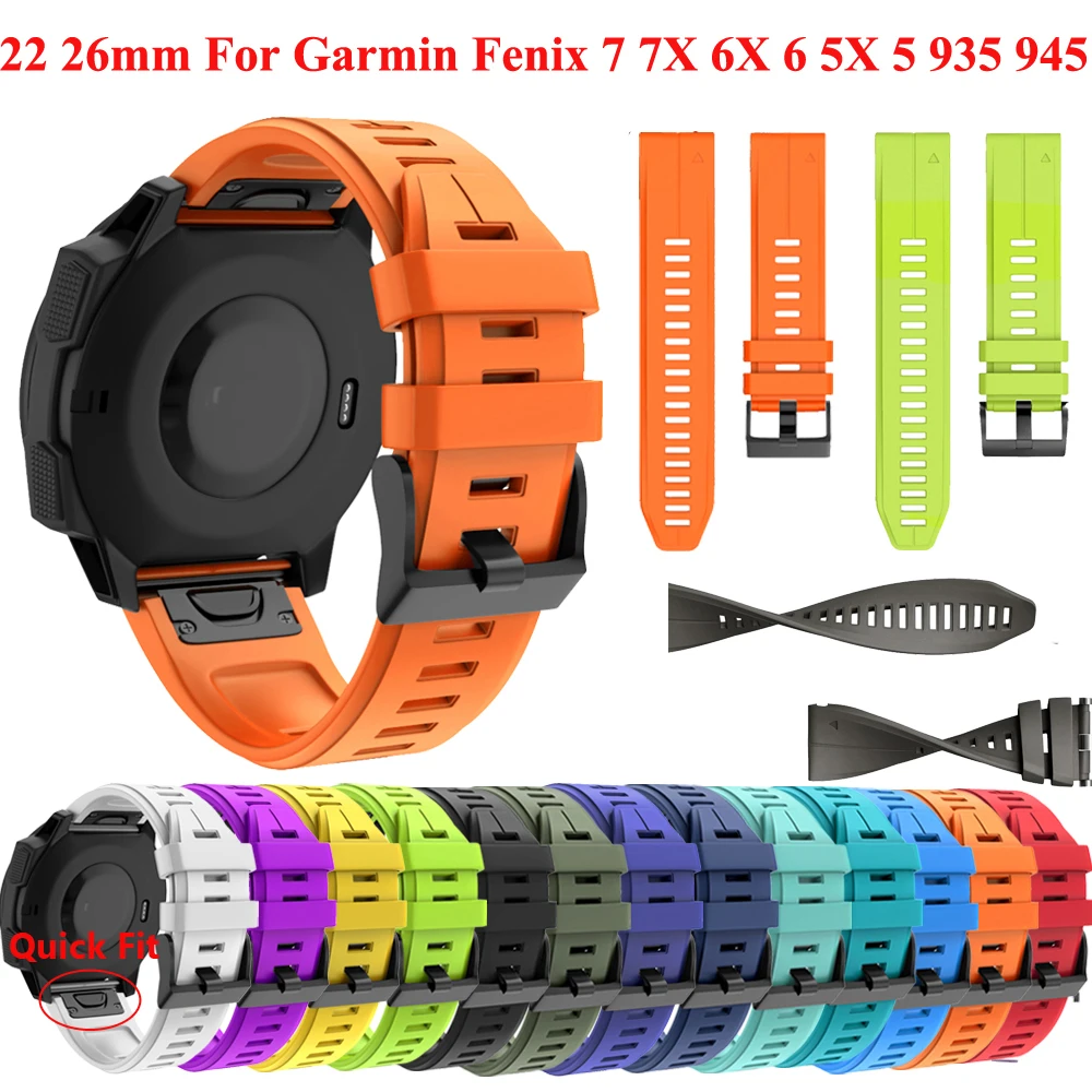 

Ремешок силиконовый для наручных часов Garmin Fenix 6X 6 5X 5 7 7X 3 3HR Forerunner 935 945