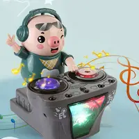 Cartoon DJ Rock Pig Electric Toys with Music and Light Children's Dancing Rock DJ  Dolls Disc Music Toys for Baby Kids Birthday 1