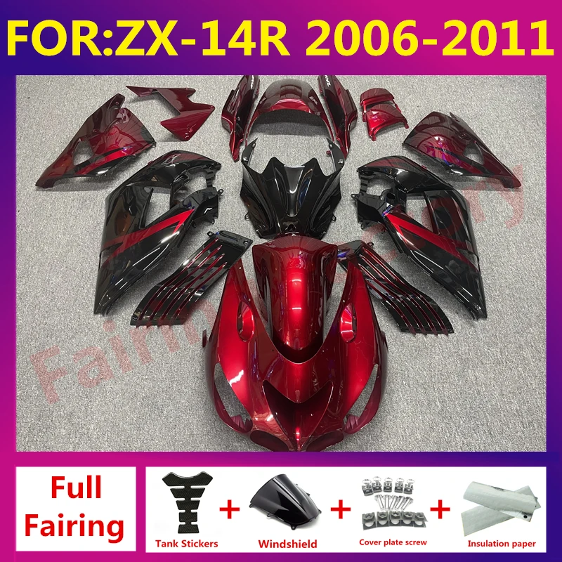 

For Kawasaki Zx14r ZZR 1400 Zx14 Zx-14r full Fairing Body Kit bodywork 2006 2007 2008 2009 2010 2011 ZXMT Fairings set red black