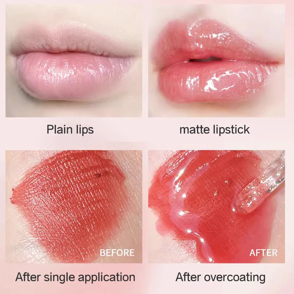 SHAQINUO 4 PCS Water-gloss Mirror Jelly Lip Gloss Moisturizes Lips Shimmers With Fine Pearls Brightens Lip Color 5