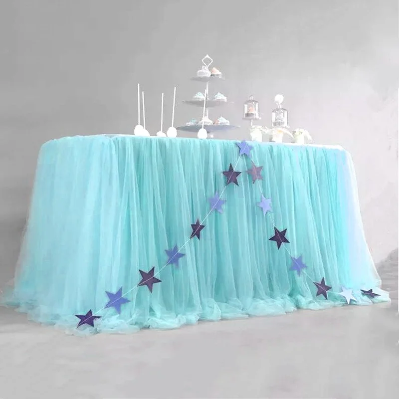 White Table Skirt Tutu Tulle Tableware Cloth Baby Shower Birthday Halloween Banquet Wedding Party Red Skirting Cover Home Decor