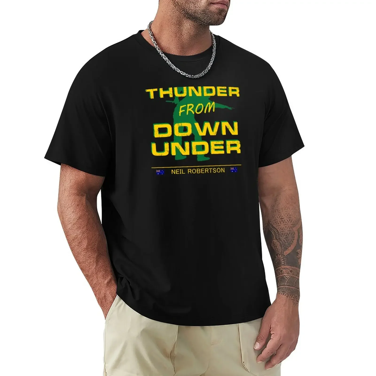 

Мужская черная футболка с принтом Thunder From Down под номером Робертсона