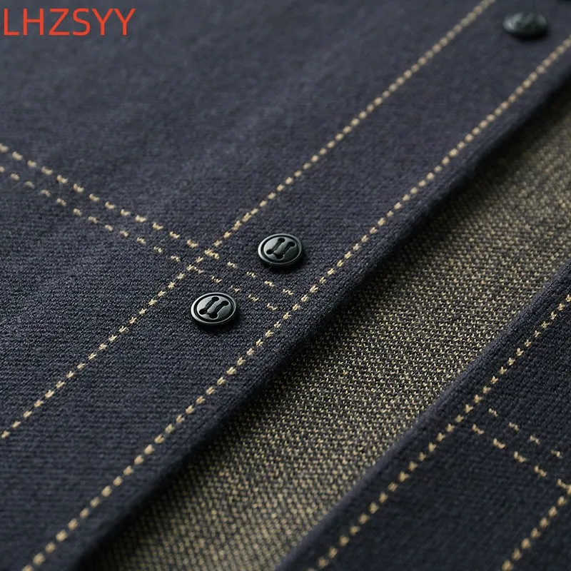 LHZSYY 남성용 100% 순수 울 캐시미어 가디건, 가을 겨울 따뜻한 스웨터, 청소년 루즈 니트 코트, 하이엔드 캐주얼 남성 재킷, 신제품
