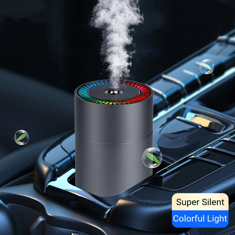 USB Car Air Humidifier with Colorful Light Auto Onboard Start-stop Heavy Fog Mini Aromatherapy Diffuser Fragrance Humidificador