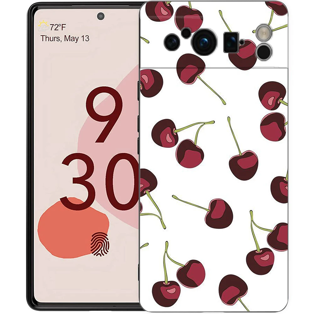 Charming Cherry Bow Soft Shockproof Black Phone Cover