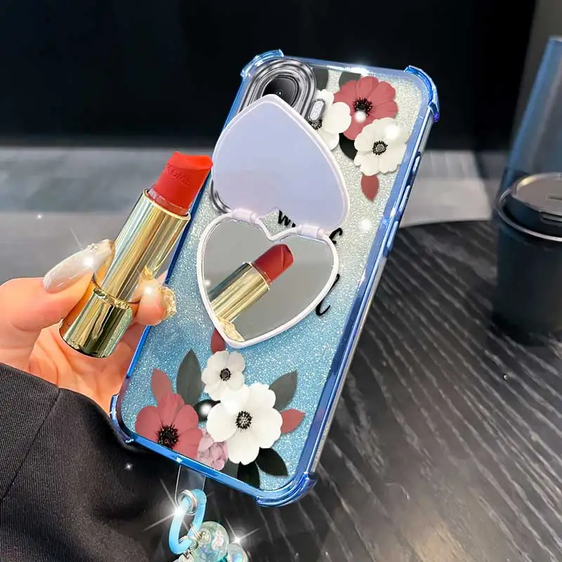 3-Piece Simple Flowers Phone Case Set with Lanyard and Stand