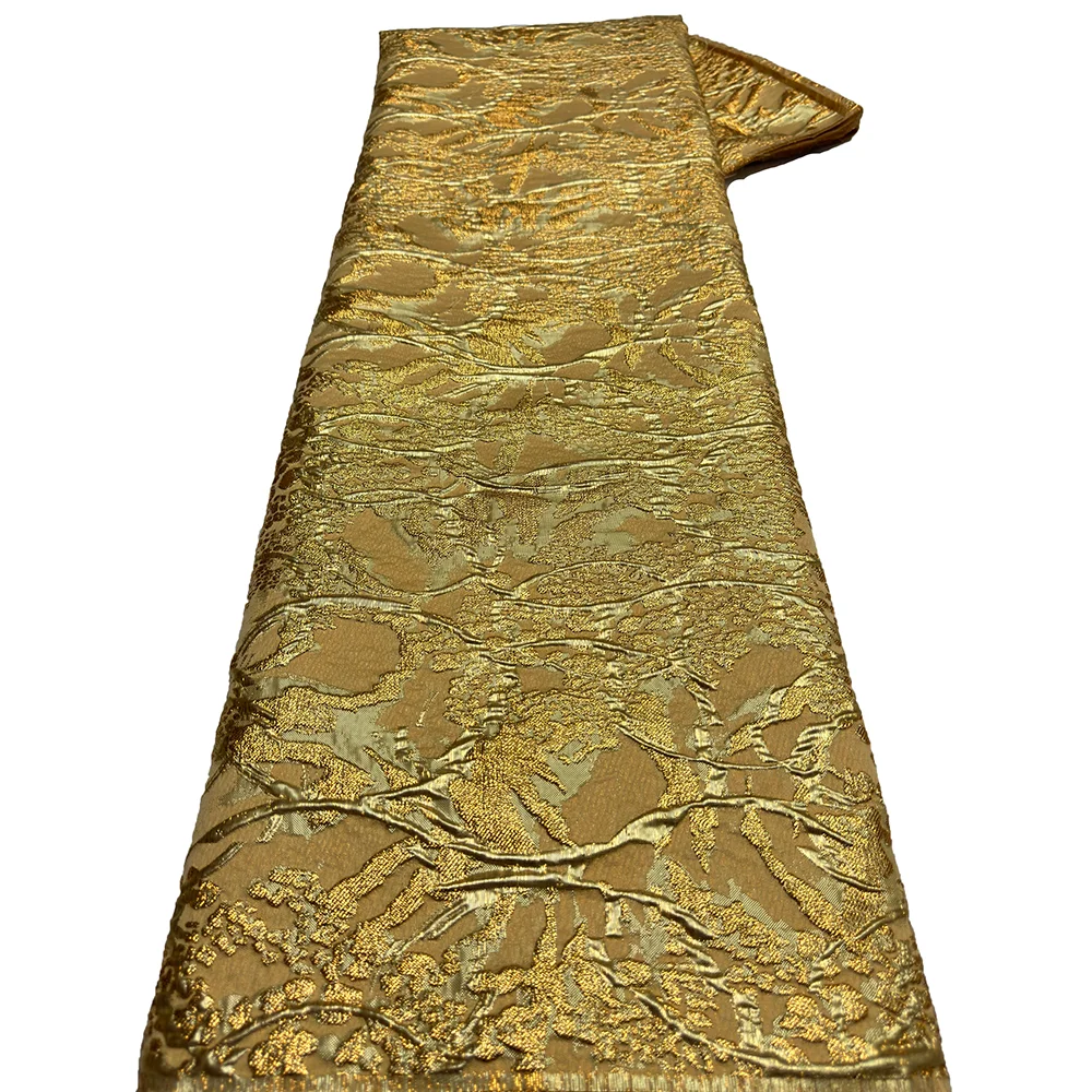 African Jacquard Brocade Lace Fabric French Tulle Lace Embroidery Gold line for French Tulle Dress african lace fabric