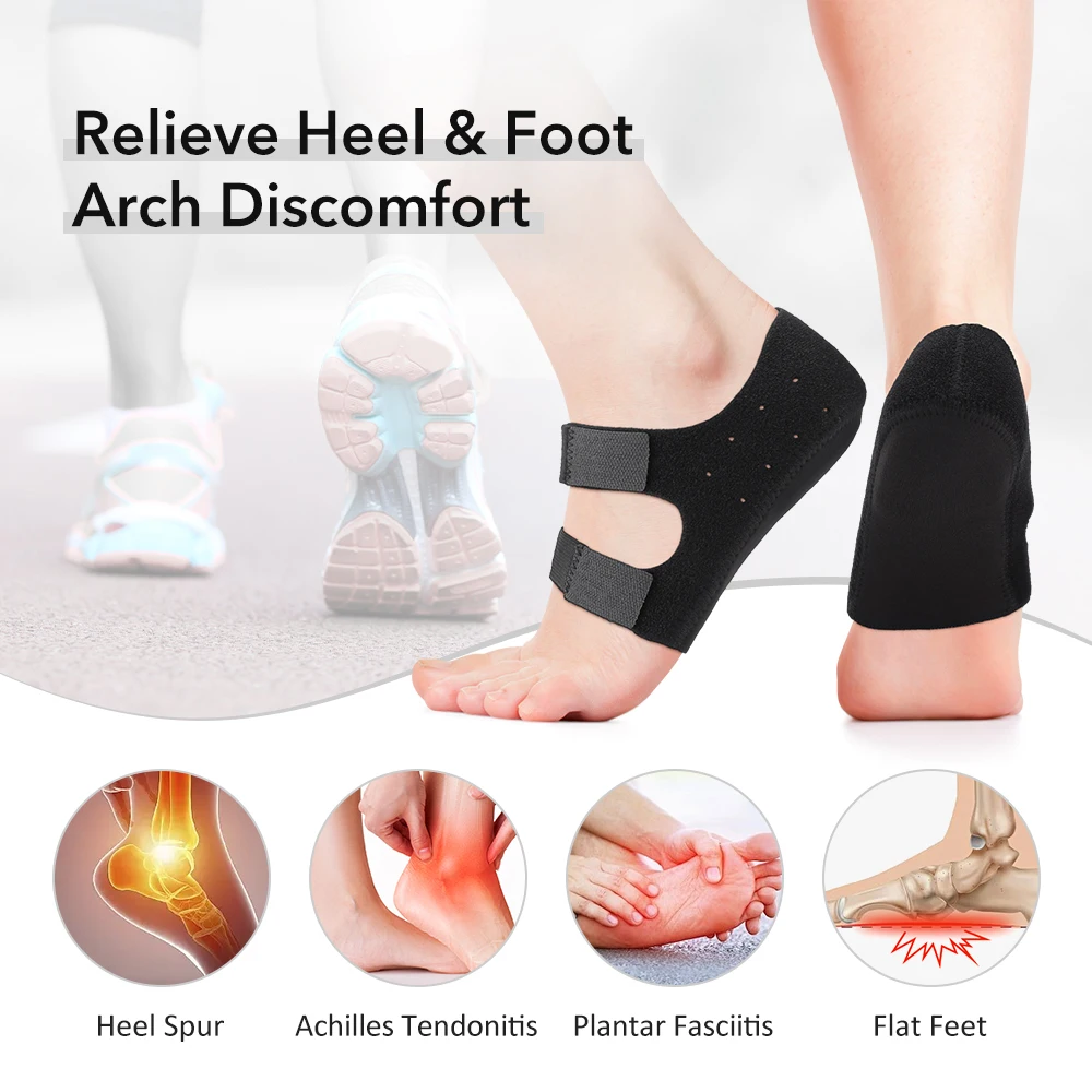 2-in-1 Arch And Heel Support Pads Shockproof Flat Foot Arch Support Cushion Heel Protector For Plantar Fasciitis Achilles 1 Pair