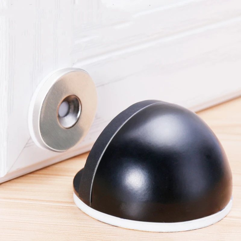 Punch-free Stainless Steel Magnetic Door Stopper Door Touch Magnetic Suction Rubber Semicircle Anti-collision Stop door stopper magnetic door stopper