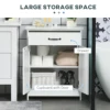 Kleankin Freestanding Bathroom Cabinet, Farmhouse Small Storage Cabinet with Storage Drawer, 2 Doors, Narrow Floor Cabinet, White 4
