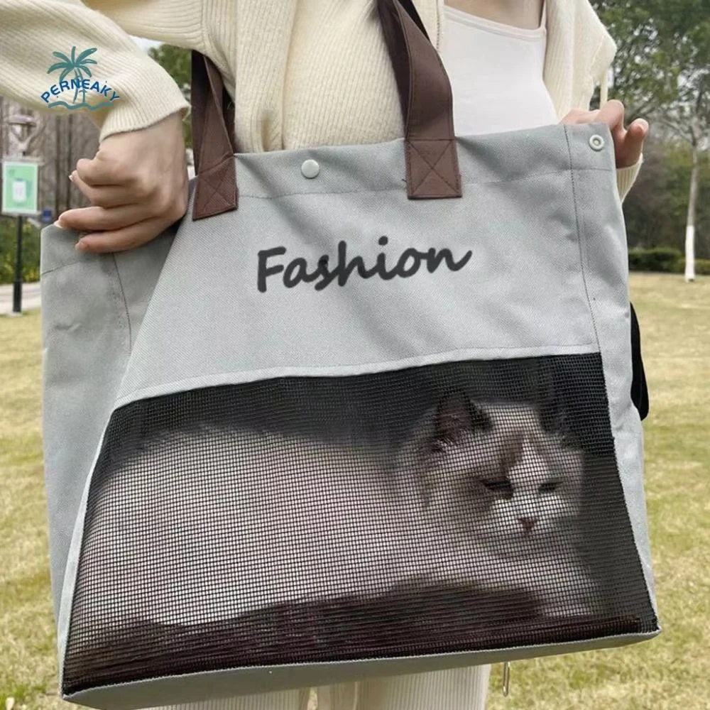 Multi-Function Soft Canvas Cat Carrier Bag Portable Breathable Pets Handbag High Capacity Fashion Travel Bag Cat