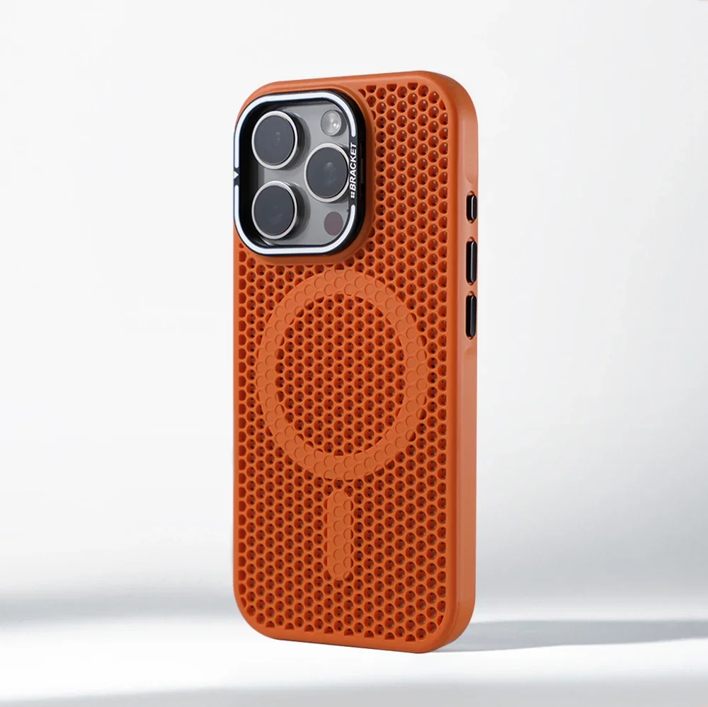 Invisible Lens Holder Honeycomb Cooling Case with Magnetic Wireless Charging Armor Cover